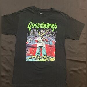 Goosebumps Black Tee with Neon Green Logo